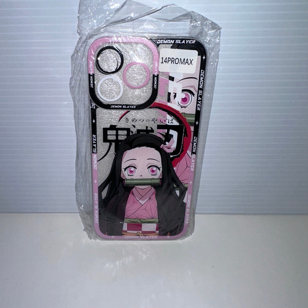 Demon Slayer Nezuko iPhone 14 Pro Max Case Pink Black NEW NWT with keychain - Picture 1 of 11